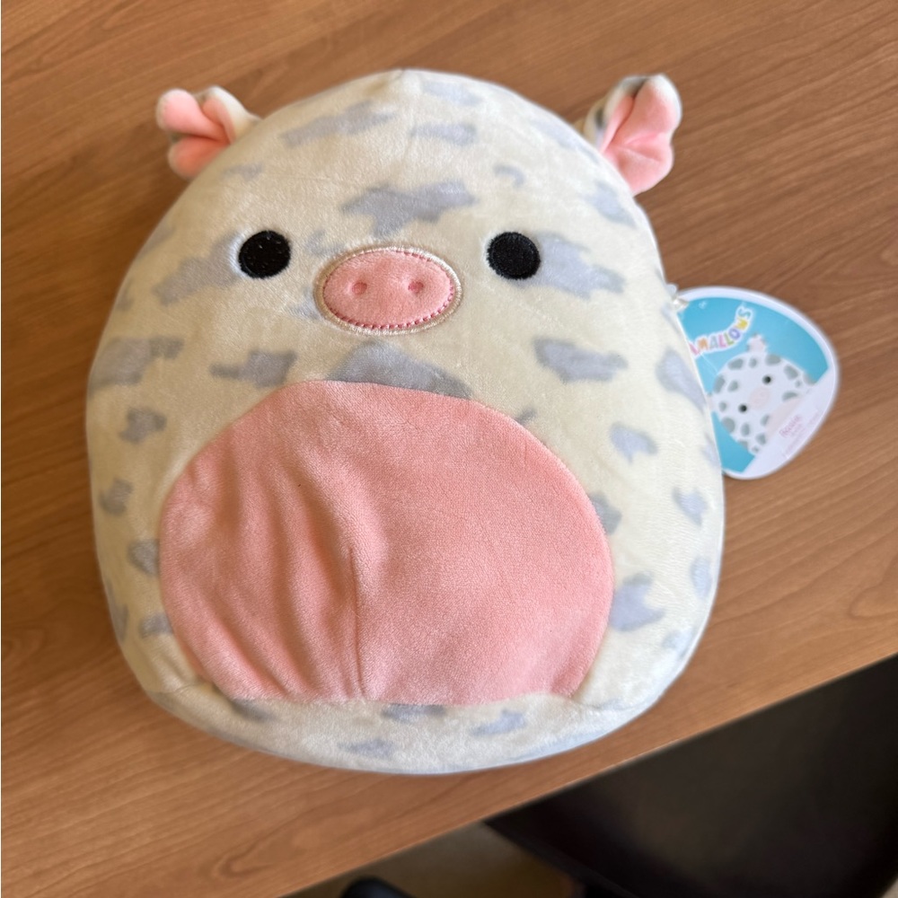 Squishmallows Pink and Gray Plush Pig